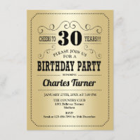 30e fête d'anniversaire - Retro Gold Black