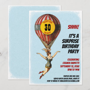 Invitation 30e Fille Balloon de cirque