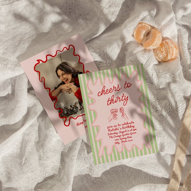 Invitation 30e Main dessinée couleur photo Trente Anniversair (Créateur téléchargé)
