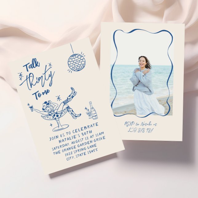 Invitation 30e photo de la côte de la poule bleue (Créateur téléchargé)