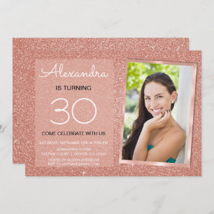 Invitation 30e Sparkle Rose Gold Blush Pink Photo