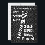Invitation 30e SURPRISE Funny Birthday Party Zip Your Lip<br><div class="desc">Cette invitation Zip Your Lip avec sa fermeture à glissière et arrière - plan d'étoiles est une façon amusante d'envoyer des invitations d'anniversaire SURPRISE.  Des timbres de correspondance sont également disponibles - ajoutez simplement l'année!</div>