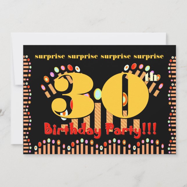 Invitation 30e SURPRISE Modèle d'invitation à la fête d'anniv (Devant)