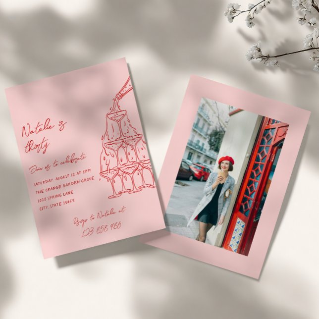 Invitation 30e tour de champagne tirée à la main Photo Annive (Créateur téléchargé)