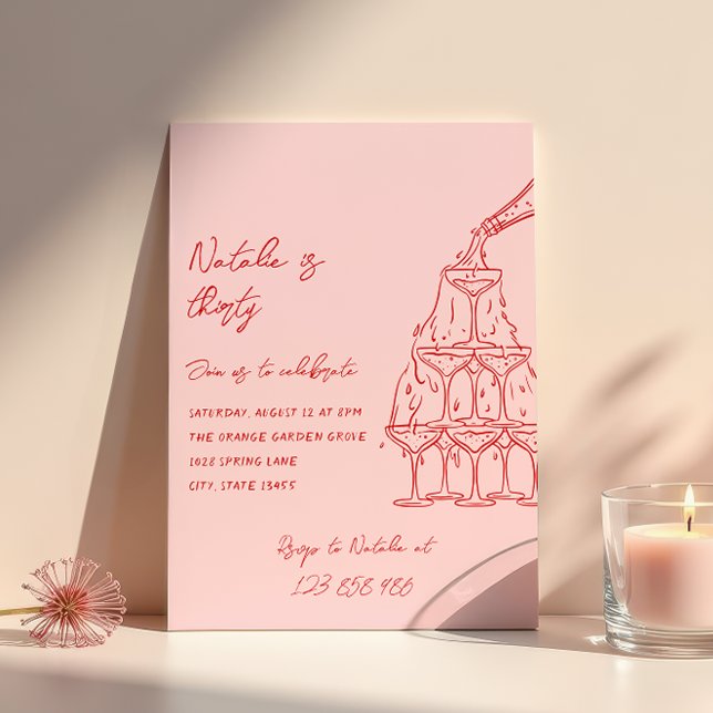 Invitation 30e tour de champagne tirée à la main Trente ans (Créateur téléchargé)