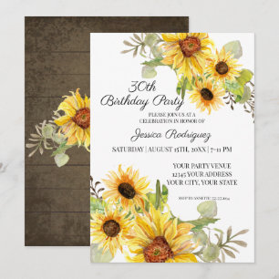 Invitation 30e trentième anniversaire Fleur de tournesol rust