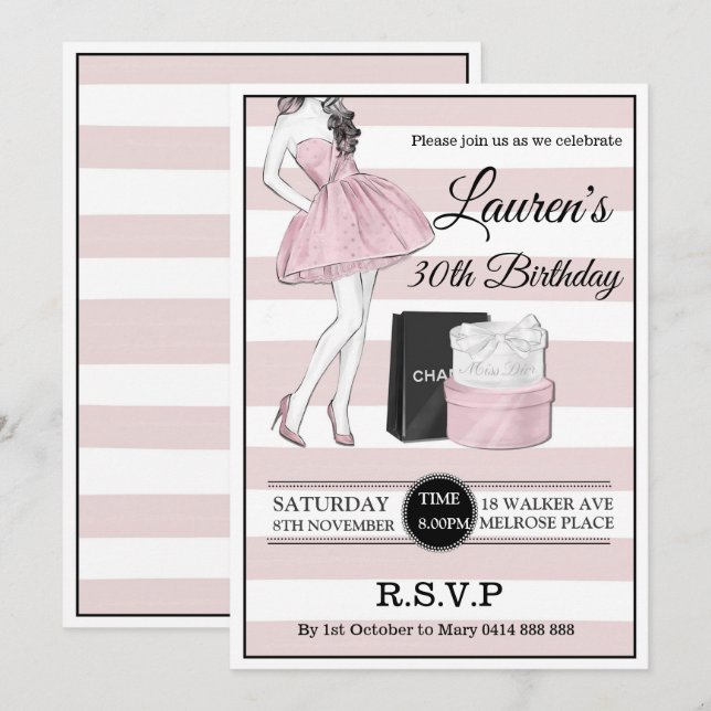 Invitation 30ème 40ème 50ème fête d'anniversaire pour les adu (Devant / Derrière)