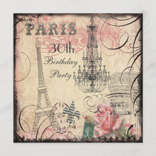 Invitation 30ème anniversaire chic de Tour Eiffel et de