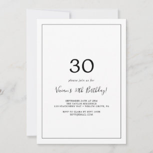 Invitation 30ème anniversaire minimaliste