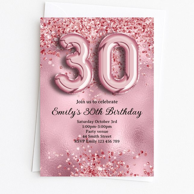 Invitation 30ème Anniversaire Paillettes Roses (Créateur téléchargé)