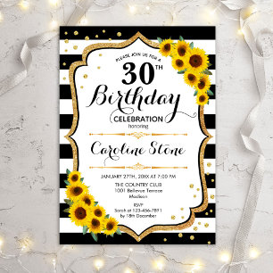 Invitation 30ème anniversaire rustique - Tirages de tournesol