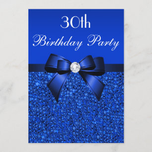 Invitation 30ème Arc et diamant de paillettes de bleu royal