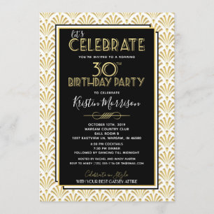 Invitation 30ème Art déco Gatsby d'anniversaire