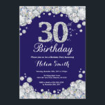 Invitation 30ème Bleu marine d'anniversaire et diamant<br><div class="desc">30ème Invitation d'anniversaire. Bleu marine et diamant de fausse pierre d'argent. Invitation élégant de coup d'anniversaire. Anniversaire adulte. Anniversaire de femmes. Anniversaire d'hommes. Pour davantage de personnalisation,  cliquez sur svp la "personnaliser il" bouton et utilisez notre outil de conception pour modifier ce modèle.</div>