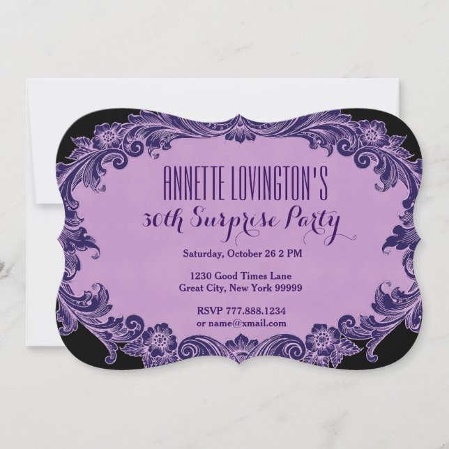 Invitation 30ème Cru pourpre V06G1 de fête d'anniversaire de (Devant)