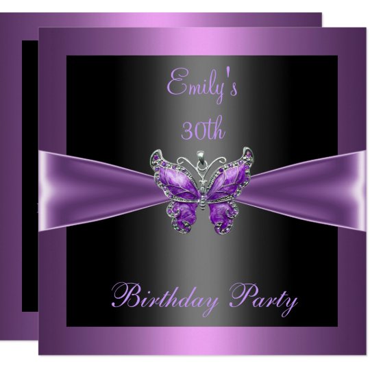 Invitation 30eme Fete D Anniversaire De Papillon Noir Mauve Zazzle Fr