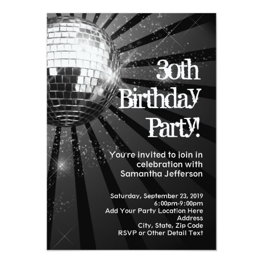 Invitation 30eme Fete D Anniversaire D Etincelle De Boule Zazzle Fr