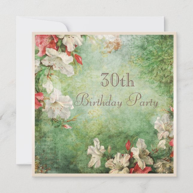 Invitation 30ème Fleurs chics minables de ketmie de fête (Devant)