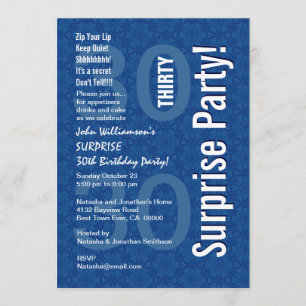 Invitation 30ème Fleurs géométriques bleues d'étoile