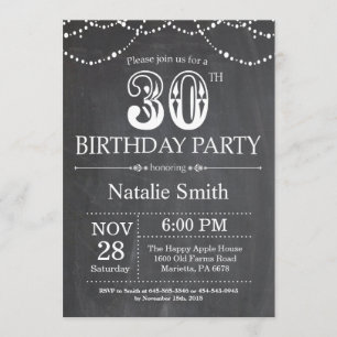Invitation 30ème Lumières de ficelle de tableau d'invitation