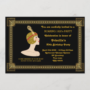 Invitation 30ème ou n'importe quel, Anniversaire, Gatsby chic