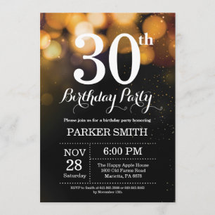 Invitation 30ème Parties scintillantes d'or d'invitation