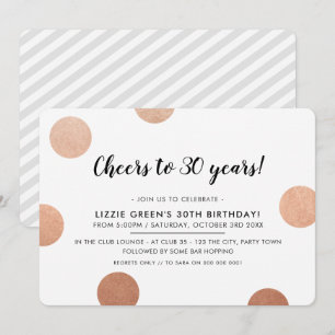 Invitation 30ème Pois rose élégant d'or de FÊTE