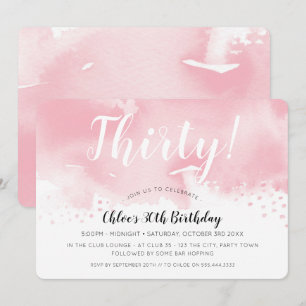 Invitation 30ème rose élégant de fête d'anniversaire