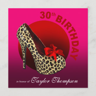 Invitation 30ème rouge de fuschia d'anniversaire de stylet