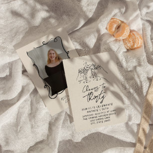 Invitation 30th Doddle Salue À Trente Retro Photo Anniversair