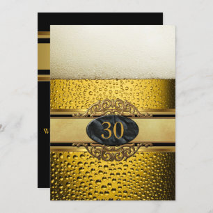 Invitation 30th Mans Beer Black Gold fête d'anniversaire