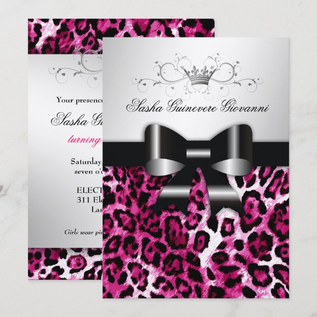 Invitation 311 argent métallique rose chic de l'arc | de (Devant / Derrière)