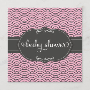 Invitation 311 Baby shower arc-en-ciel rose et gris