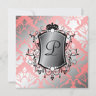 Invitation 311 Baby shower Ooh La Coral Damask