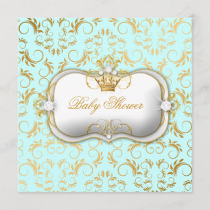 Invitation 311 baby showers bleus divins d'or de Ciao Bella