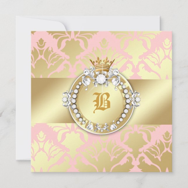 Invitation 311 baby showers d'or de la Reine de miroitement (Devant)