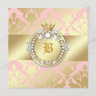 Invitation 311 baby showers d'or de la Reine de miroitement