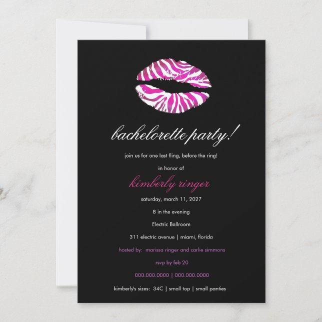 Invitation 311-Bachelorette / Lingerie Party Invite (Devant)