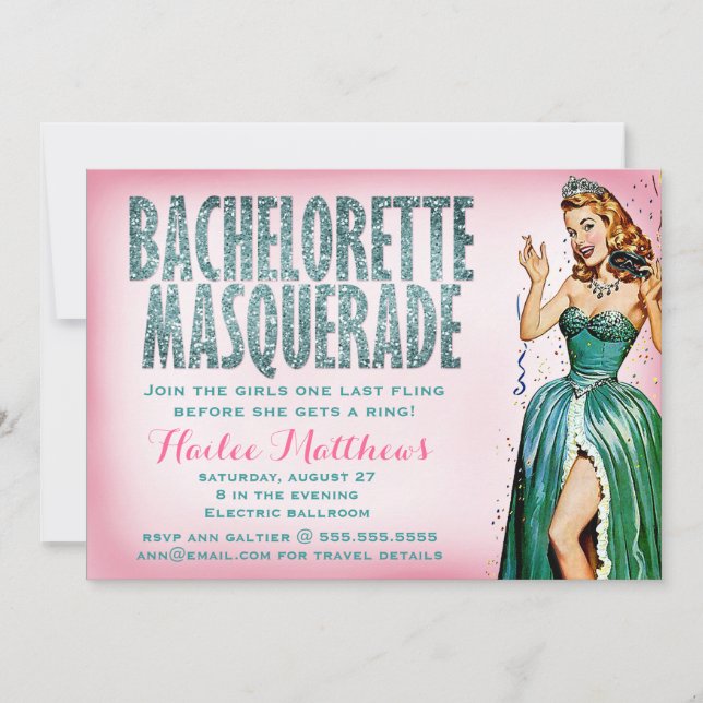 Invitation 311 Bachelorette Masquerade (Devant)
