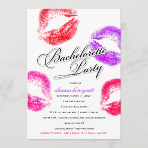 Invitation 311-Bachelorette Party - Baisers colorés