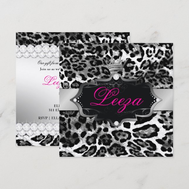 Invitation 311-Baroque Princess Leopard Metallic (Devant / Derrière)