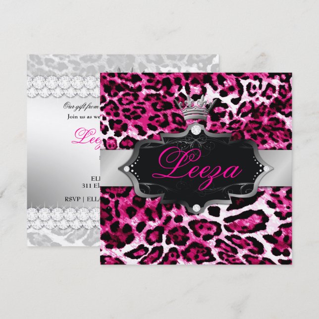 Invitation 311-Baroque Princesse Leopard Metallic (Devant / Derrière)