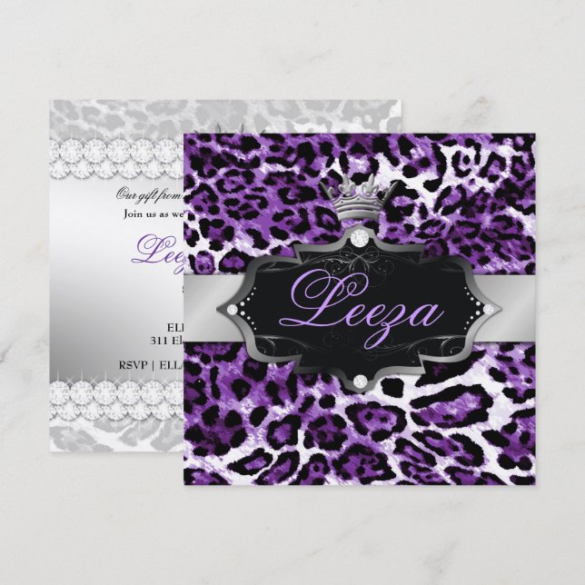 Invitation 311-Baroque princesse Purple Leopard Metallic (Devant / Derrière)