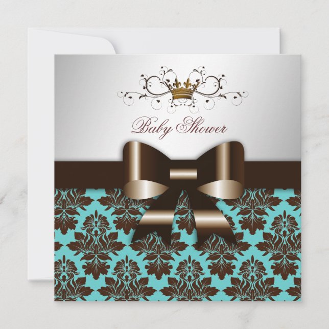 Invitation 311 Blackberry Brown Damask Rose Turquoise (Devant)