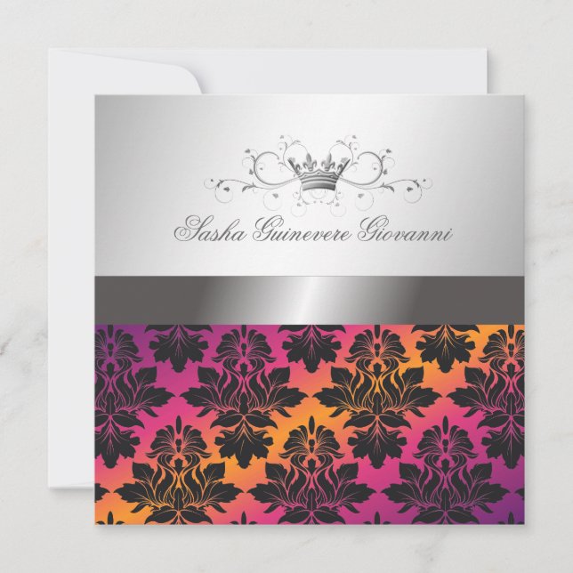 Invitation 311-Blackberry Damask Ribbon Sunset VIP (Devant)