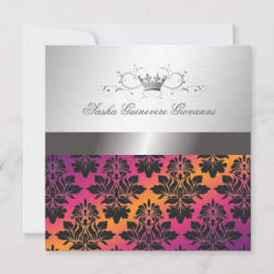 Invitation 311-Blackberry Damask Ribbon Sunset VIP