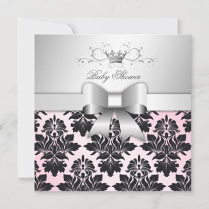 Invitation 311-Blackberry Précieux Damas Roses Baby shower