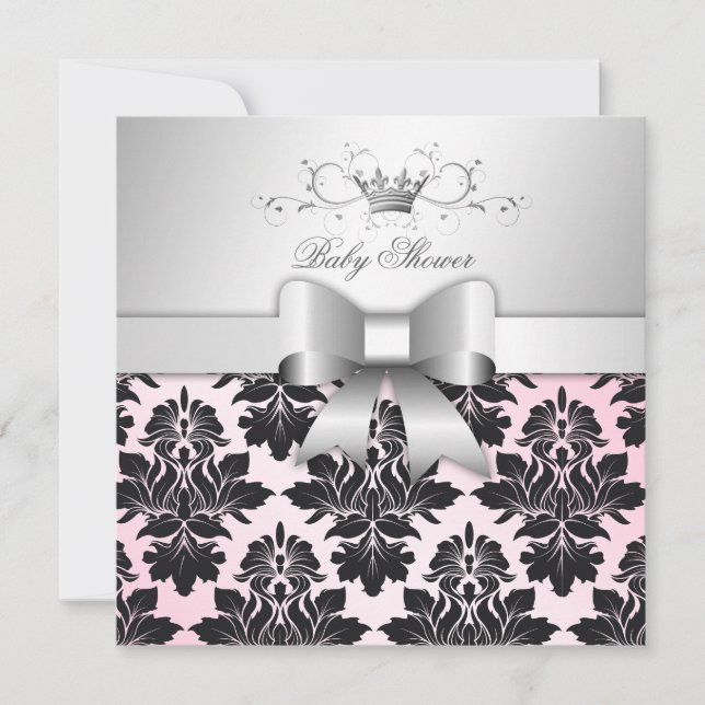 Invitation 311-Blackberry Precious Rose Damask | BABY SHOWER (Devant)