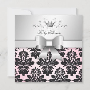Invitation 311-Blackberry Precious Rose Damask BABY SHOWER