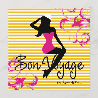 Invitation 311 Bon Voyage Silhouette Thème Nautique Rose